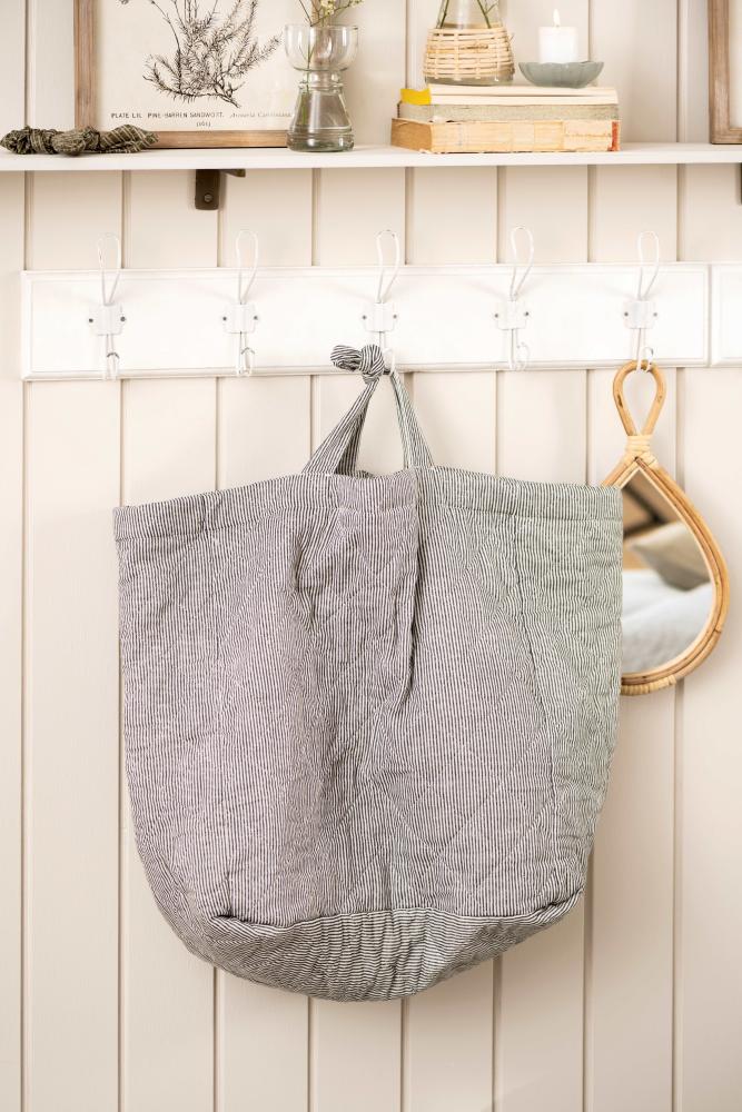 Tasche IB Laursen weiß und dunkelgrau gestreift